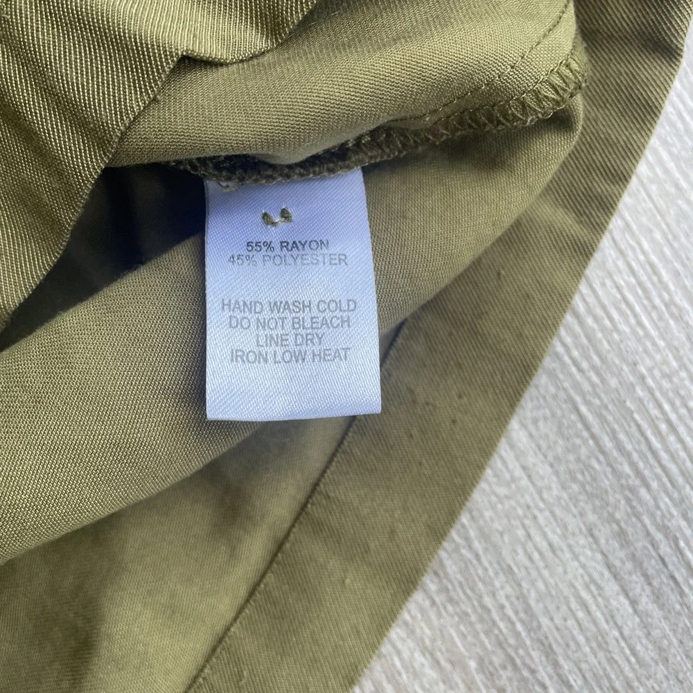 Lulus Cropped Oversized‎ Jacket Olive Green Pockets Full Button Casual Womens L
